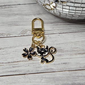 Bag Charm, Black Cat Purse Charm, Cute Cat Bag Accessory Gift for Cat Lover