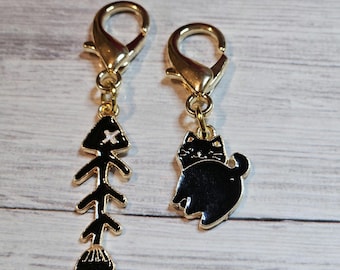 Black Cat Badge Charm, Badge Reel Accessory, Fun Keychain add-on