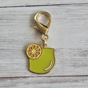 Badge Charm, Citrus Fruit Purse Charm, Lemon Planner Charm Accessory