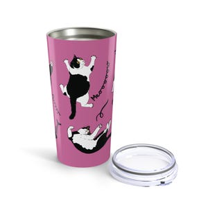 Tuxedo Cat Becher 20 Unzen, niedlicher Katzenliebhaber Reisebecher, lustiges Geschenk für Katzenbesitzer, Trinkgeschirr mit Haustiermotiv, einzigartiger Kaffeebecher