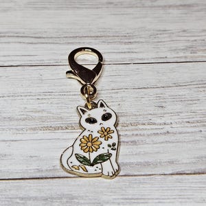 Badge Reel Charm, Cat Badge Charm Accessory, Daisy Cat Planner Charm