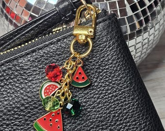 Fruit Purse Charm Watermelon Keychain for Purse Red Charm Bag Accessory