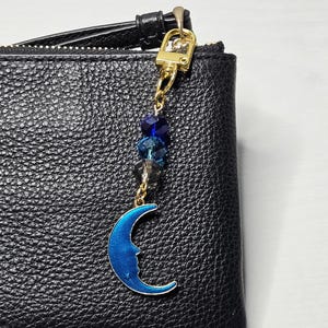 Blue Moon Keychain - Beaded Keychains With Moon-themed Charm Beaded Bag ...