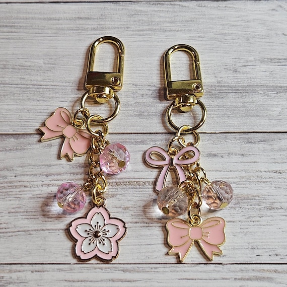 Bow Purse Charm Keychain Pink Bag Accessory Gift For Her