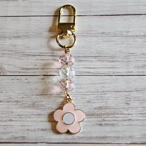 Flower Bag Charm, Pink Floral Purse  Charm Keychain Gift for Her