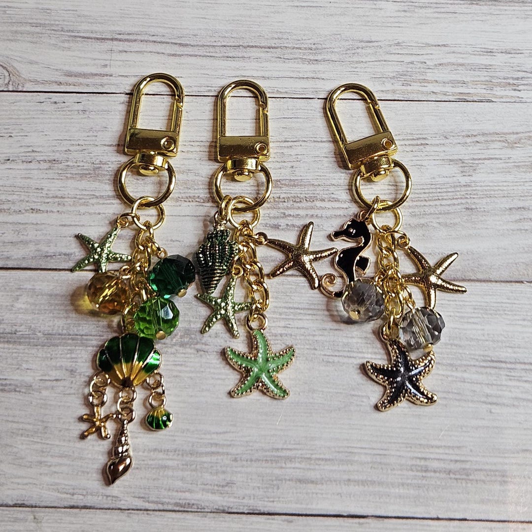Bag Charms, Gold Sea Shell Purse Charm, Seashell Themed Accessory - Etsy