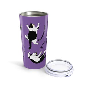 Tuxedo Cat Becher 20 Unzen, niedlicher Katzenliebhaber Reisebecher, lustiges Geschenk für Katzenbesitzer, Trinkgeschirr mit Haustiermotiv, einzigartiger Kaffeebecher