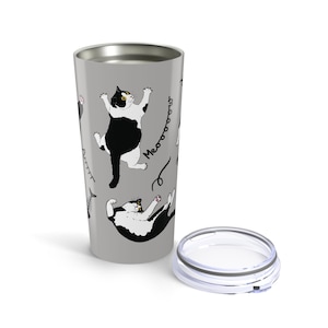 Tuxedo Cat Becher 20 Unzen, niedlicher Katzenliebhaber Reisebecher, lustiges Geschenk für Katzenbesitzer, Trinkgeschirr mit Haustiermotiv, einzigartiger Kaffeebecher