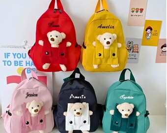 Kinderrucksack Personalisiert mit Namen Kindergarten junge Mädchen Geschenke-Geschenk Geburtstagsidee mit Tedy Bear