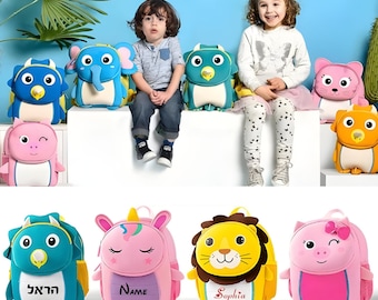 Kinderrucksack Personalisiert mit Namen Kindergarten Mädchen Geschenke-Geschenk Geburtstagsidee mit Tiermotiv,Junge,Schultasche