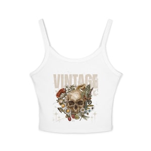 Vintage Spaghetti Strap Tank Top, Women&#39;s Casual Sleeveless Camisole Shirt, Retro Summer Vest, Boho Chic Beachwear, Floral Printed Cami Top