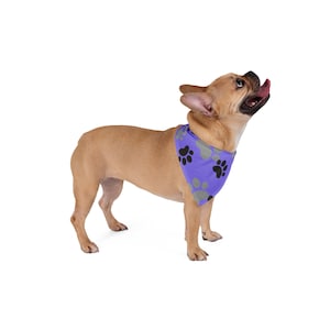Paw Print Pet Bandana: Playful Dog or Cat Scarf, Polyester Neck Wrap