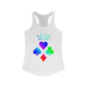 Queen Tank Top, Women&#39;s Ideal Racerback, Feminine Racerback Tank, Empowering Sleeveless Shirt, Graphic Tee Tank, Workout Tank