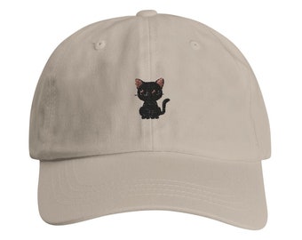 Black Cat Premium Dad Hat Embroidered Baseball Cap Cat Mom