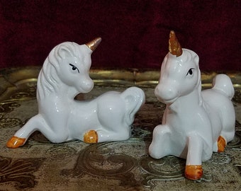Vintage Ceramic Unicorn Salt and Pepper Shaker Set Dollar King 1992 Vintage Ceramic Unicorn Salt and Pepper Shaker Set Dollar King 1992
