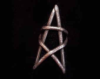 Dark Witch Pentagram Ring, Sterling Silver, Gothic Goth Occult Magic, Statement Jewelry