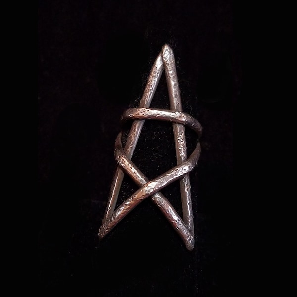 Dark Witch Pentagram Ring, Sterling Silver, Gothic Goth Occult Magic, Statement Jewelry