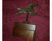 Vintage 1970 39 s Brass Wood Unicorn Music Box Jewelry, Plays quot Send in the Clowns quot