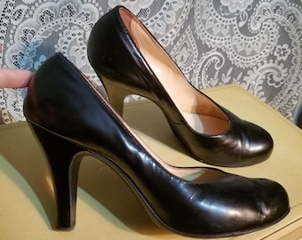Vintage 1950's Babydoll Pumps Black Leather Round Toe - Etsy Canada