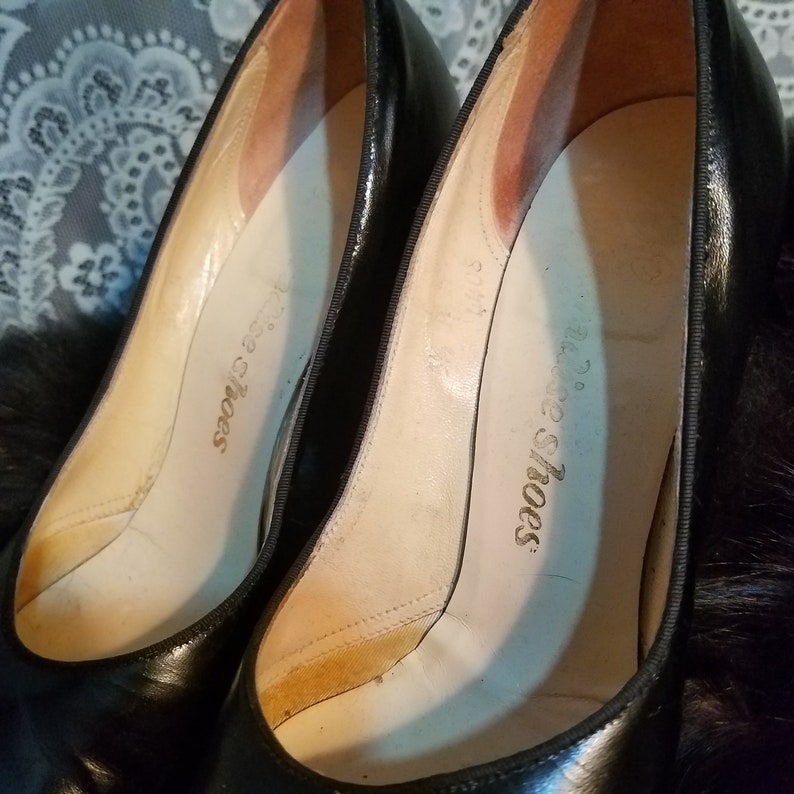 Vintage 1950's Black Leather Round Toe Pumps Baby Doll - Etsy