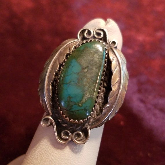 1970's Turquoise Ring, Sterling Silver, Navajo Ar… - image 4