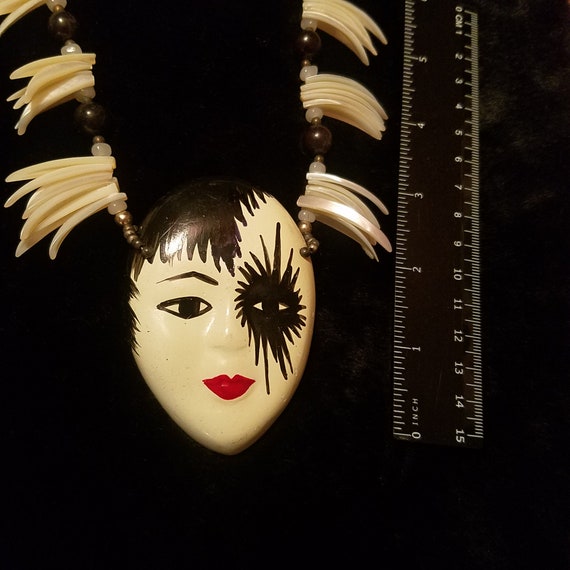 Statement Jewelry Art Necklace, Mardi Gras Mask, … - image 4