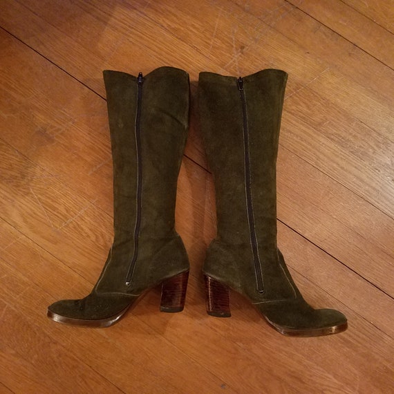 olive green suede knee high boots