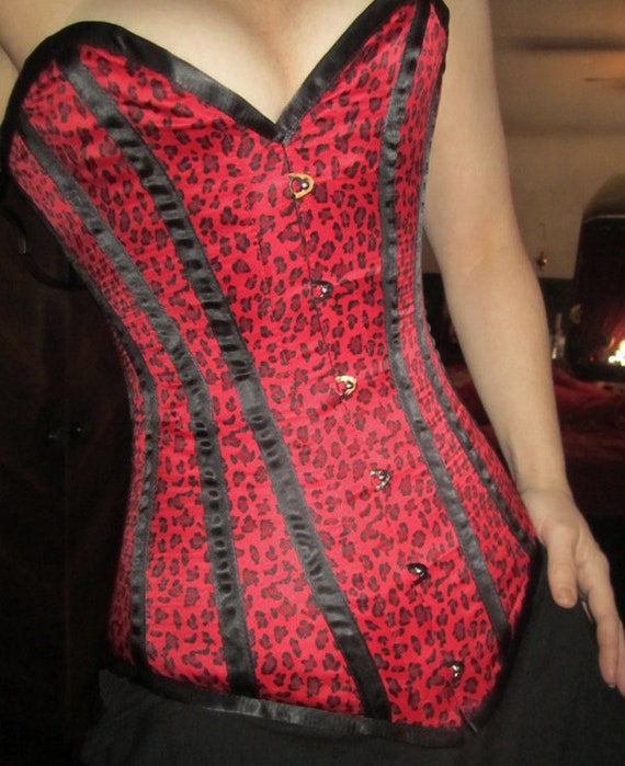 Red and Black Leopard Print Corset Size 20, Punk G