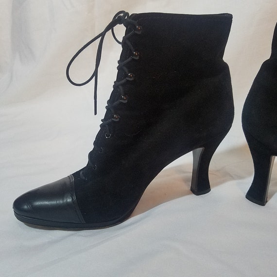 Witch Boots, Black Suede Leather, Ankle Length, G… - image 3