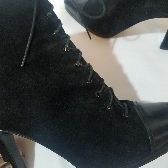 Witch Boots, Black Suede Leather, Ankle Length, G… - image 9