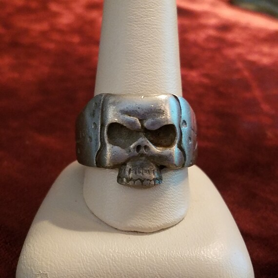 Skull Ring, Size 11, Biker Jewelry, Goth Guy, Pun… - image 3