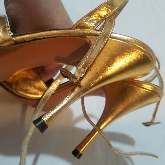 1950's Gold Heels, Vintage Shoes, Bronze Metallic… - image 5