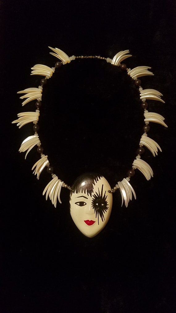 Statement Jewelry Art Necklace, Mardi Gras Mask, … - image 10