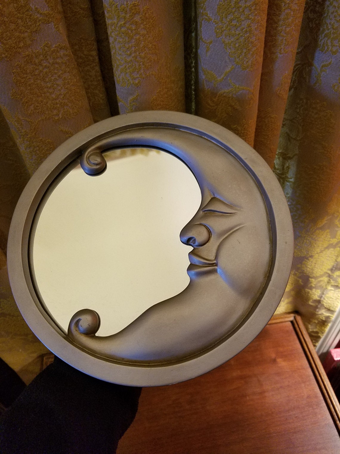 Vintage Silver Crescent Moon Wall Mirror Wiccan Man in the Etsy