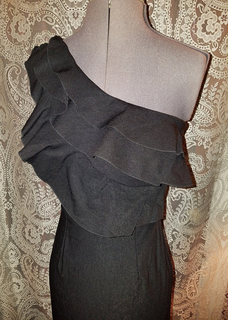 Vintage Body Con Skintight Asymmetrical Ruffle Mini Dress Goth | Etsy