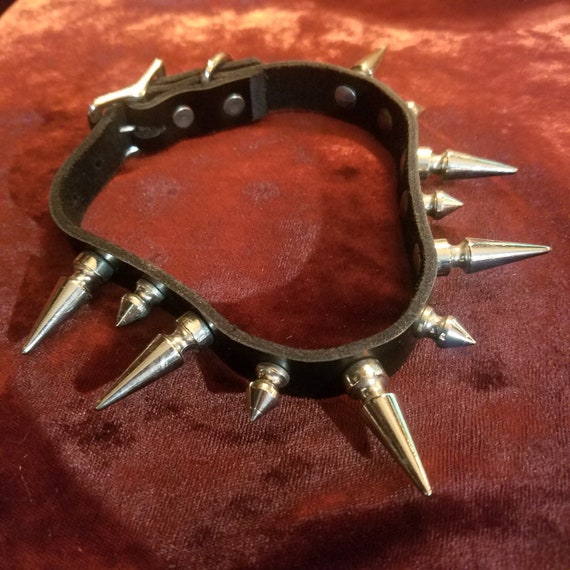 Leather Collar with Spikes, Spiked Choker, BDSM G… - image 3
