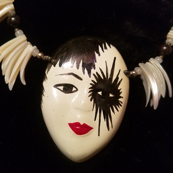 Statement Jewelry Art Necklace, Mardi Gras Mask, … - image 2