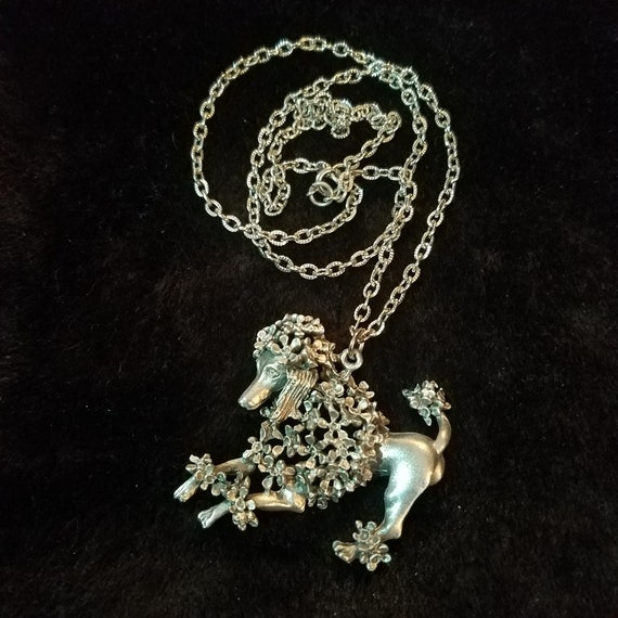 Vintage 1960's Poodle Pendant Necklace, Mid Centur
