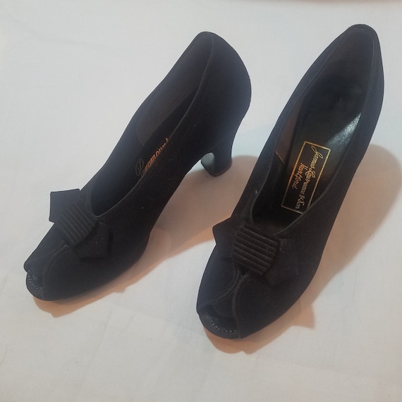 black suede peep toe