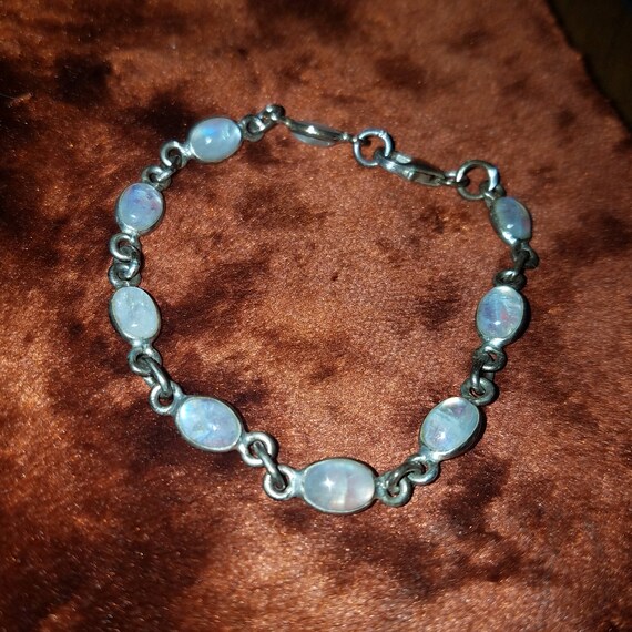 WHOLESALE 1PC 925 SILVER PLATED WHITE RAINBOW MOONSTONE BRACELET LOT b439