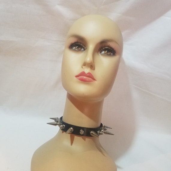 Leather Collar with Spikes, Spiked Choker, BDSM G… - image 2