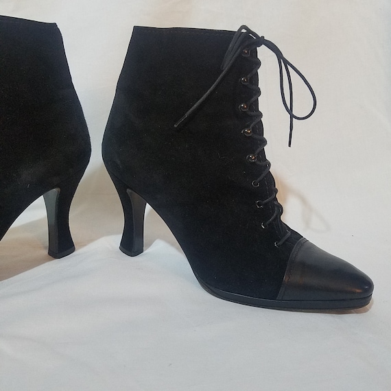 Witch Boots, Black Suede Leather, Ankle Length, G… - image 2