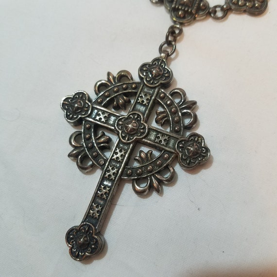 Sterling Silver Ornate Goth Cross Pendant, Gothic… - image 6