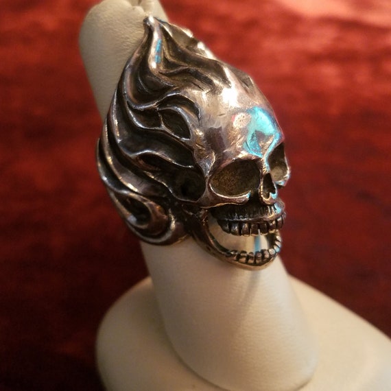 Big Skull Ring, Vintage Sterling Silver, Punk Roc… - image 3