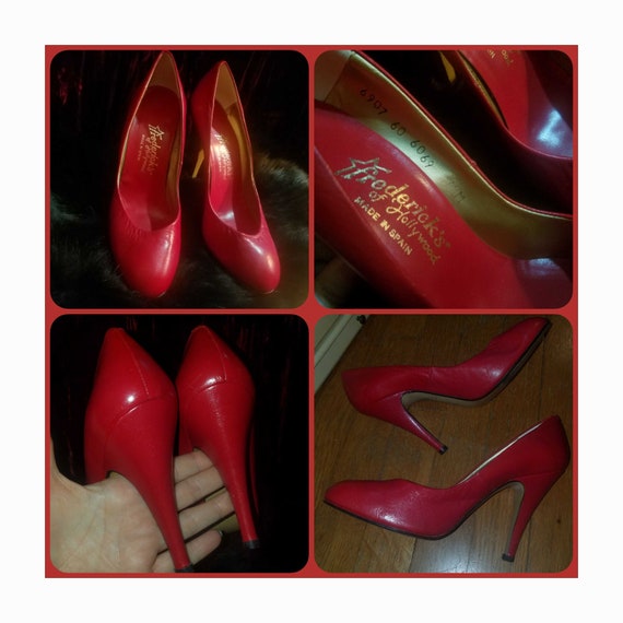 Vintage 1960's 70's Red Leather Pumps, Very High H