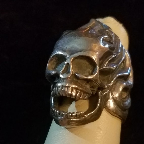 Big Skull Ring, Vintage Sterling Silver, Punk Roc… - image 6