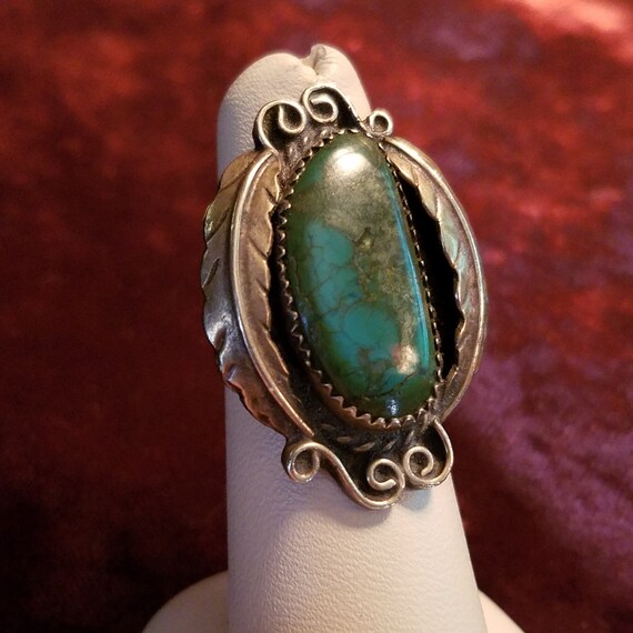 1970's Turquoise Ring, Sterling Silver, Navajo Ar… - image 6