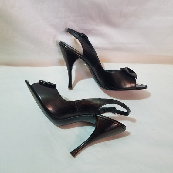 Vintage TRUE 1950's Black Leather Fetish Heels, Be