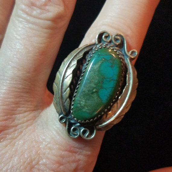 1970's Turquoise Ring, Sterling Silver, Navajo Ar… - image 3