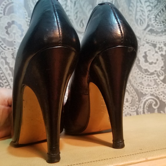Vintage Fetish High Heels, Black Leather Shoes, 5… - image 5
